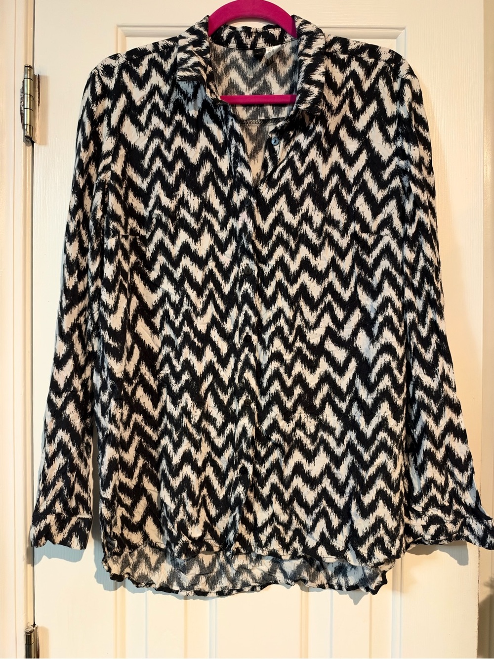 Divided Black & White Chevron Button-Down Shirt